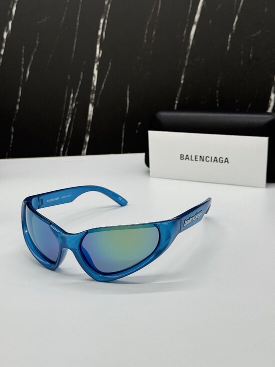 NEW BALENCIAGA BB0202S 003 BLUE OVERSIZED WOMEN SUNGLASSES BALENCIAGA EYEWEAR main image 4
